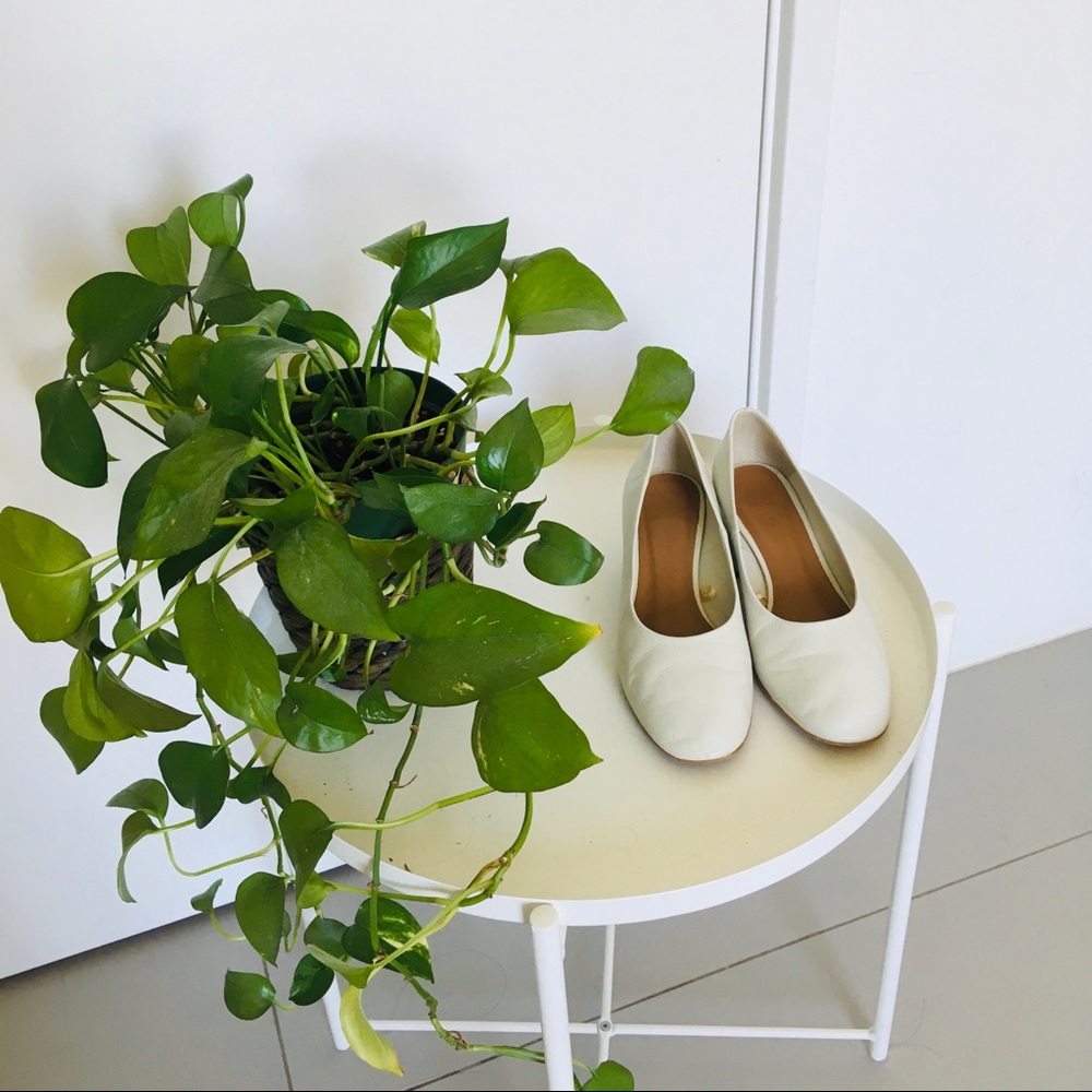 Zara white block heel pump